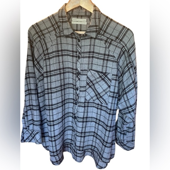 Urban Outfitters Brendan Drapey Flannel Button-Through Shirt XS - Picture 5 of 6
